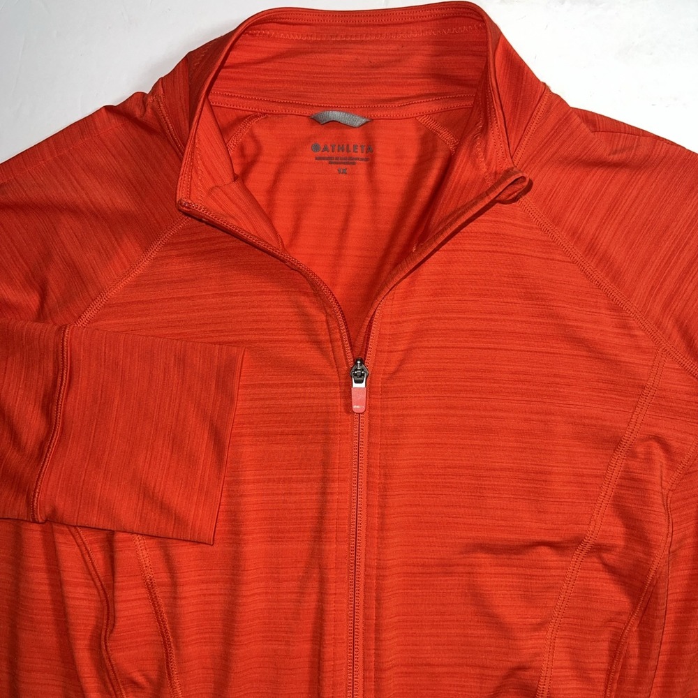 Athleta Pacifica Jacket Womens 1X Orange Full Zip Thumb Holes Athleisure